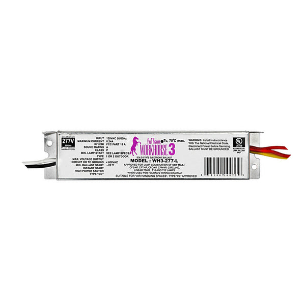 Fulham Instant Start Electronic Fluorescent WorkHorse Ballast for (1-3) 64W Max Lamps Operated at 277V (WH3-277-L)
